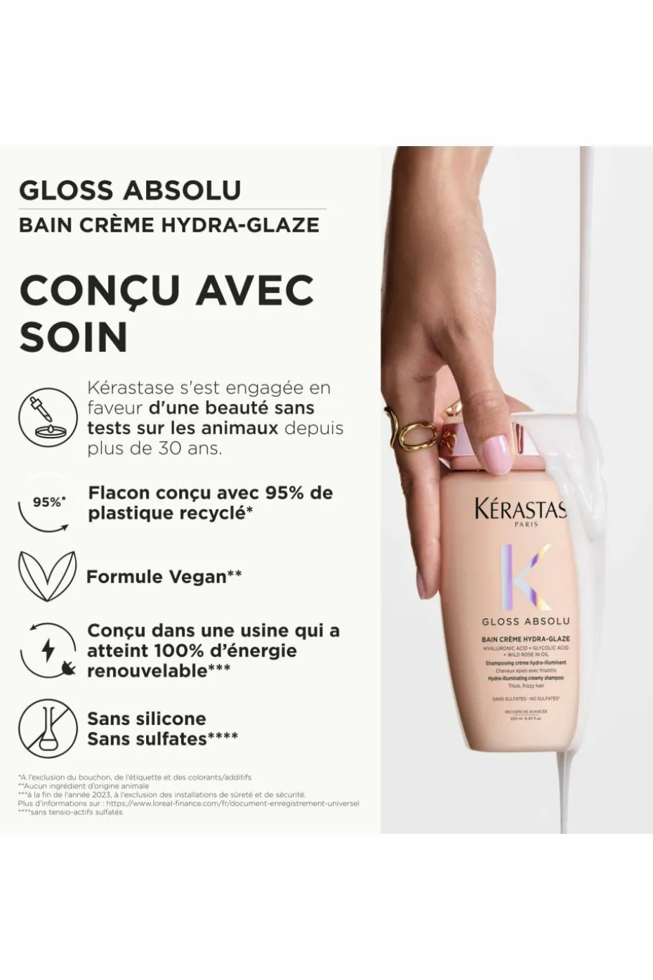 Bain crème hydra-illuminant pour cheveux épais sujets aux frisottis Gloss Absolu