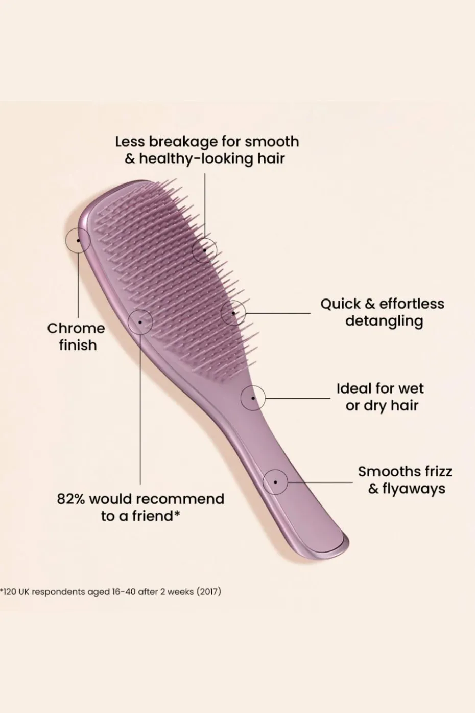 Brosse à cheveux chrome mauve copper