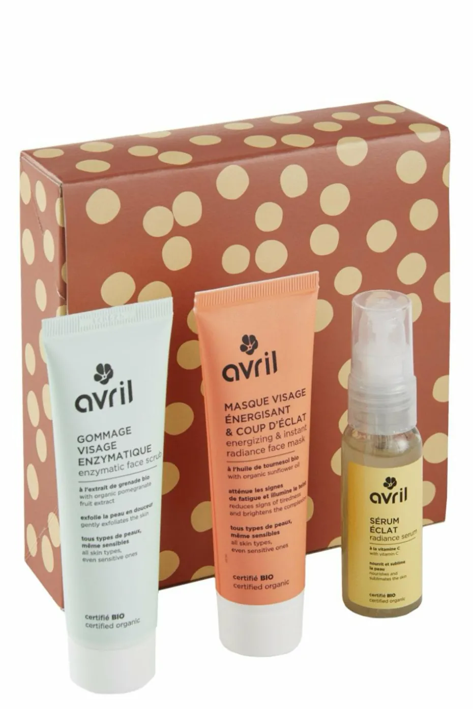 Coffret cadeau éclat visage cosmétiques certifiés bio