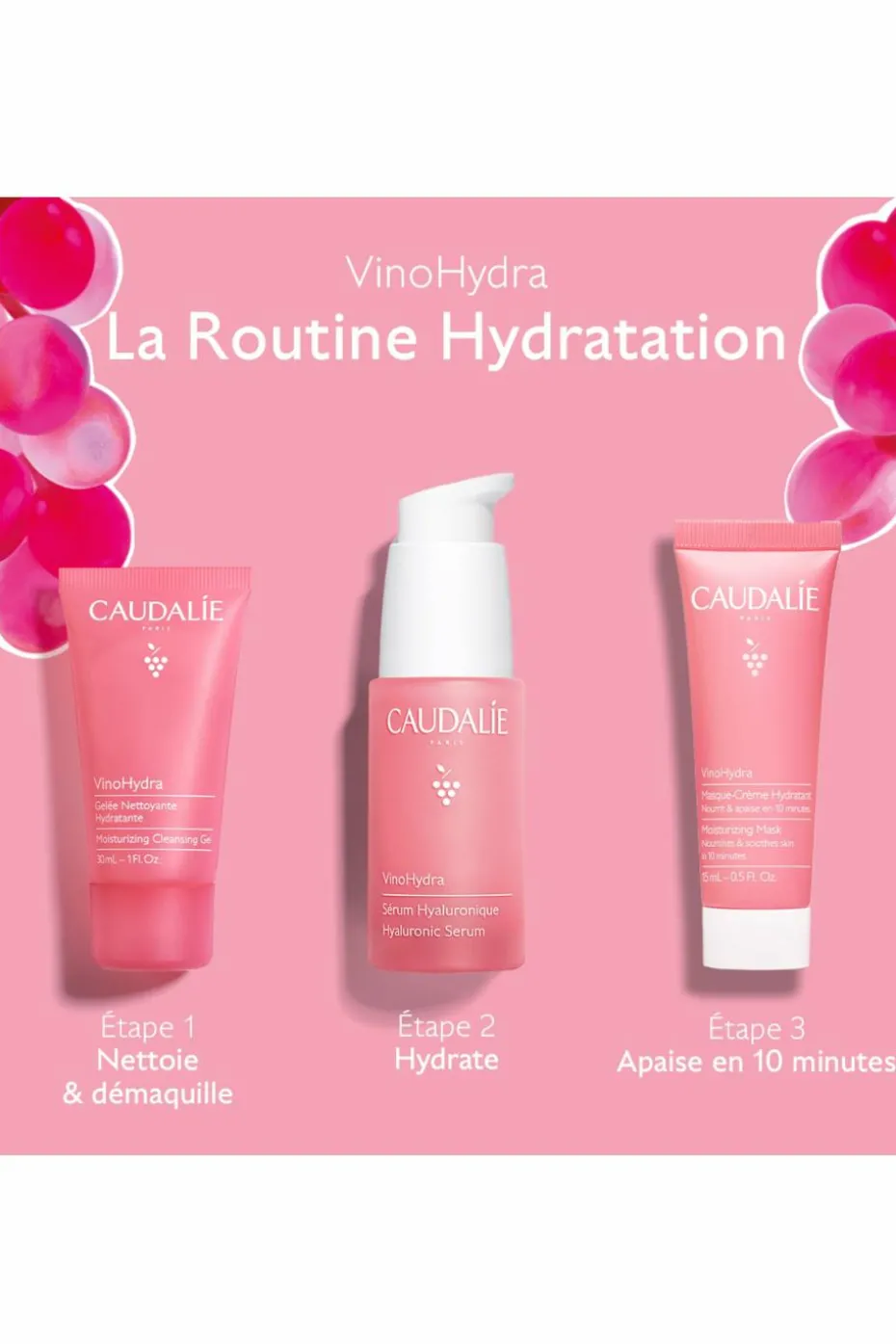 Coffret sérum vinohydra gelée et masque hydratant offerts