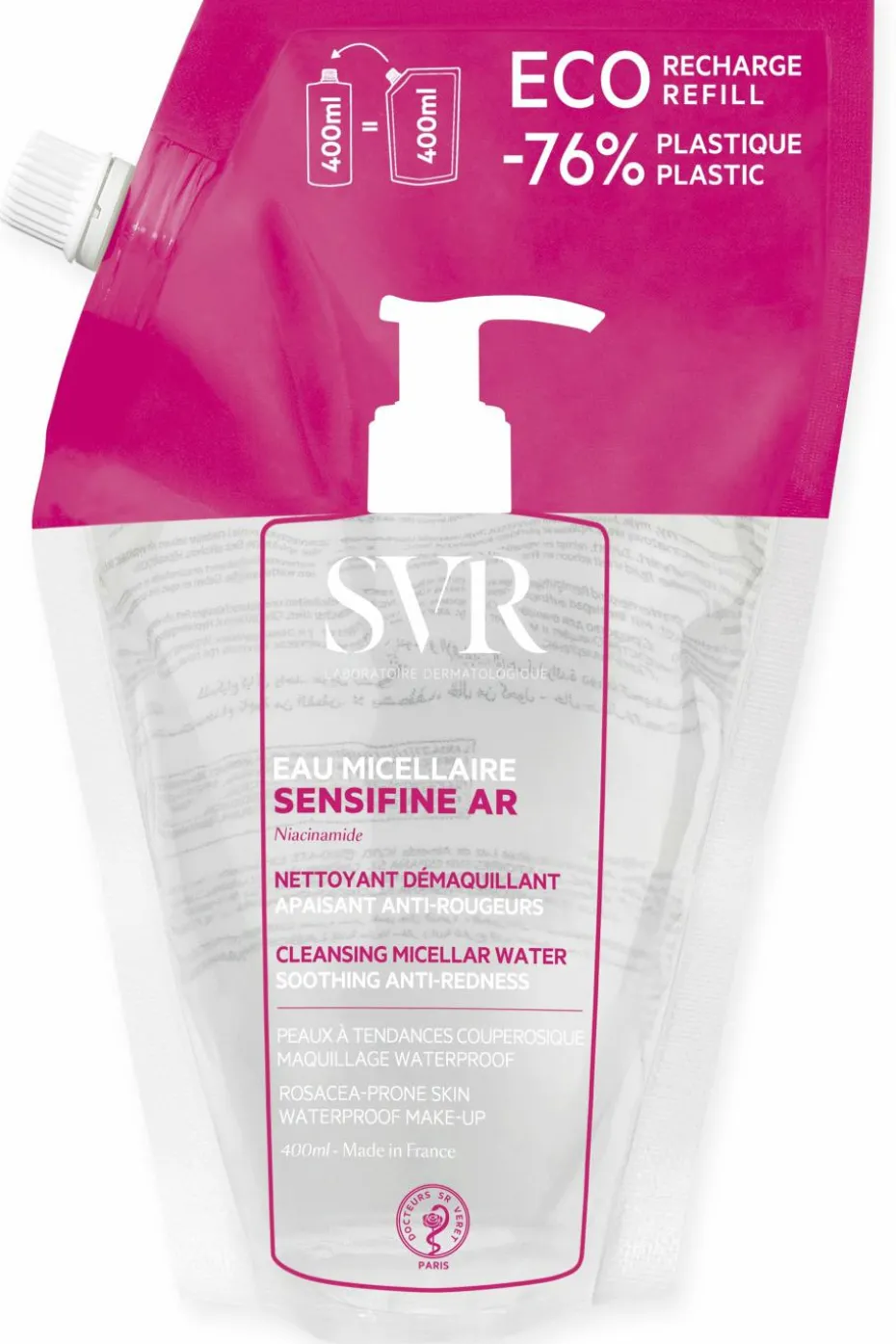 Eau micellaire apaisante anti-rougeurs Sensifine AR rechargeable