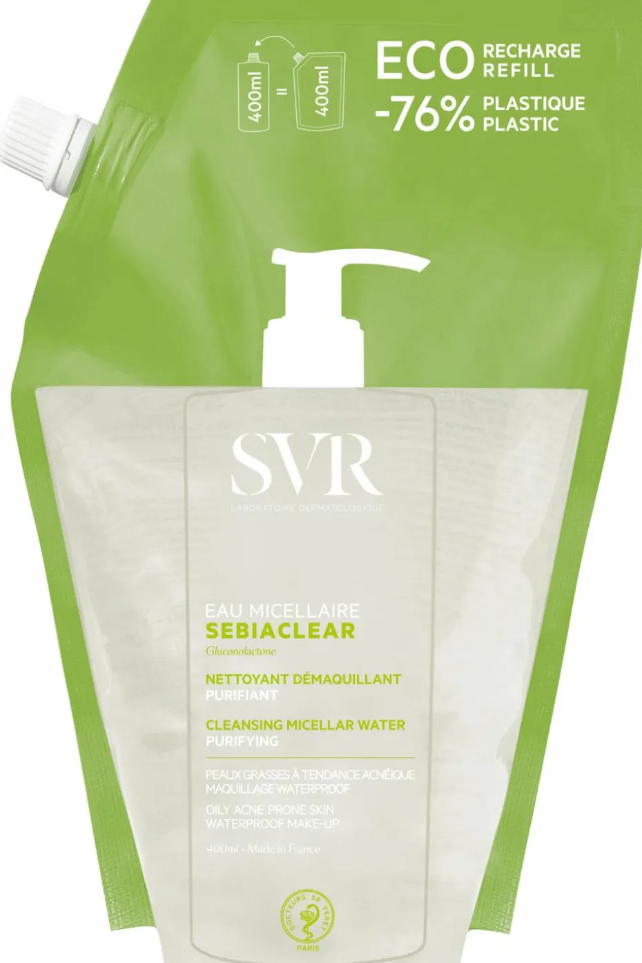 Eau micellaire purifiante et matifiante rechargeable Sebiaclear