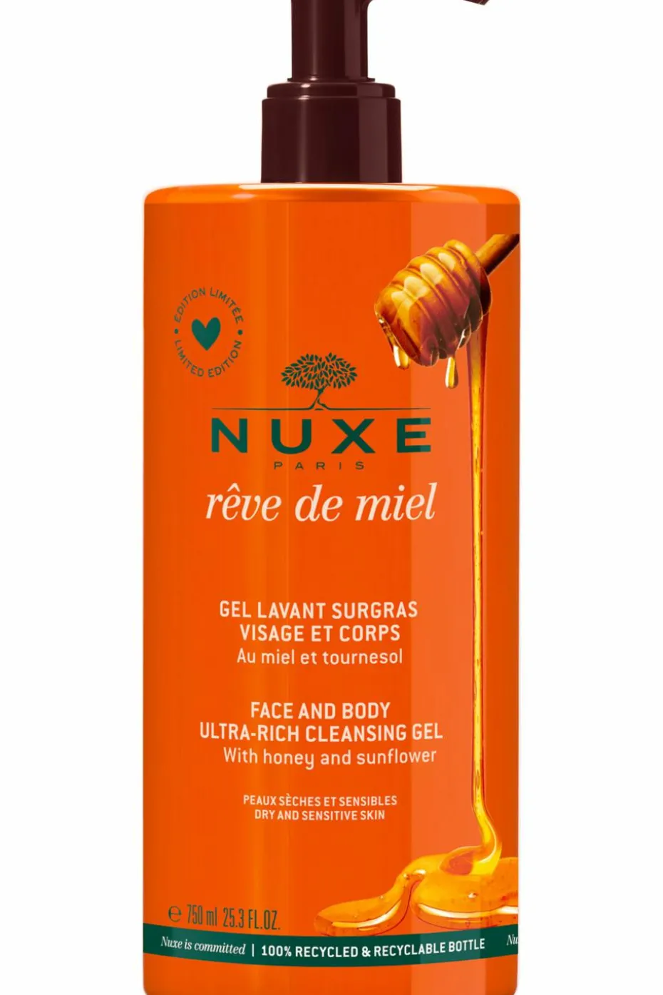 Gel lavant surgras visage et corps Rêve de Miel® rechargeable