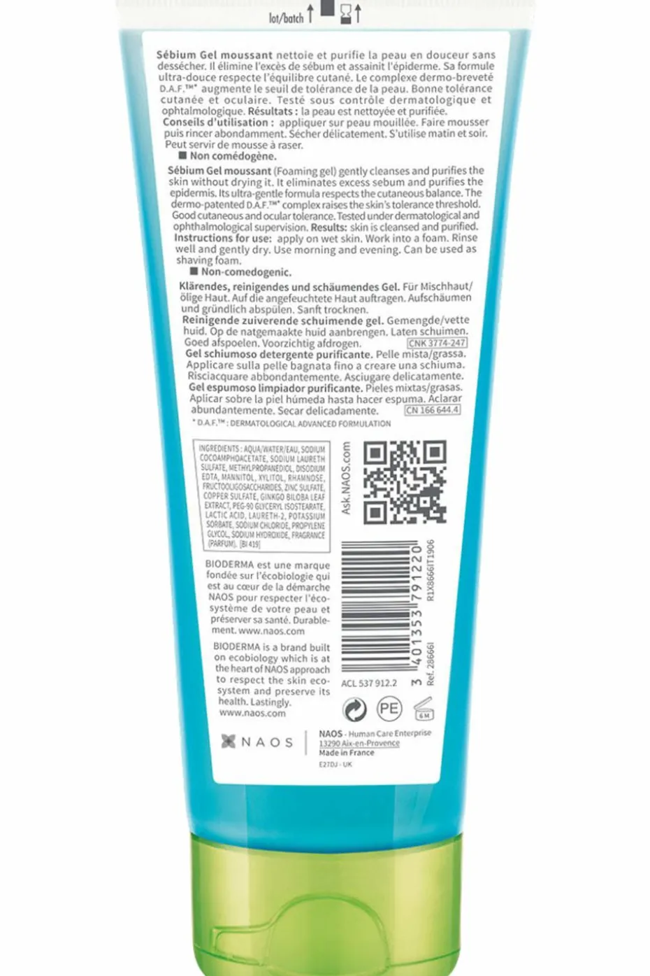 Gel moussant nettoyant purifiant Sébium
