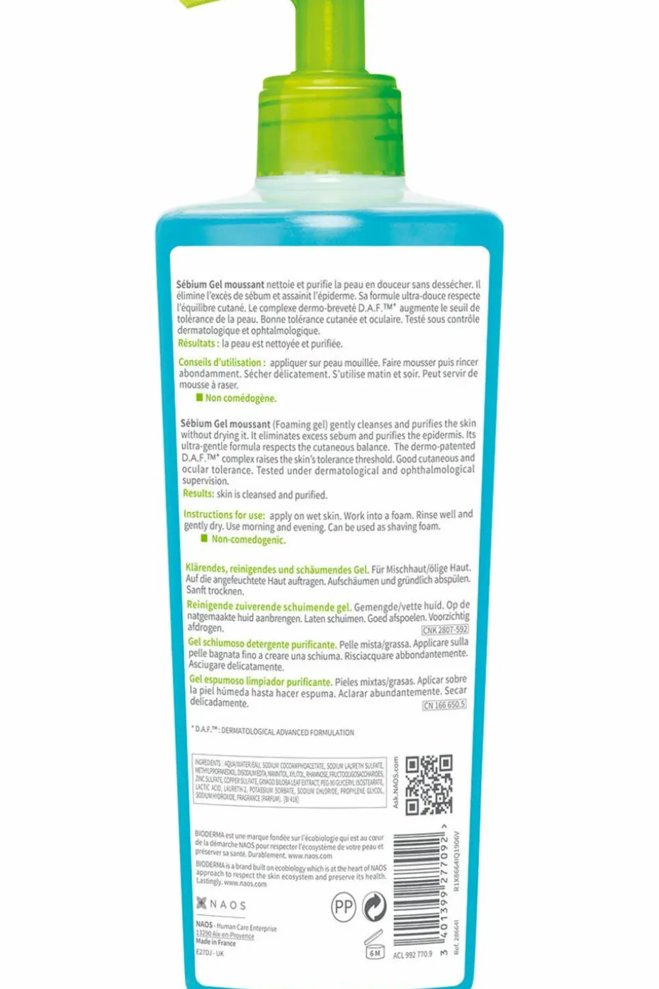 Gel moussant nettoyant purifiant Sébium