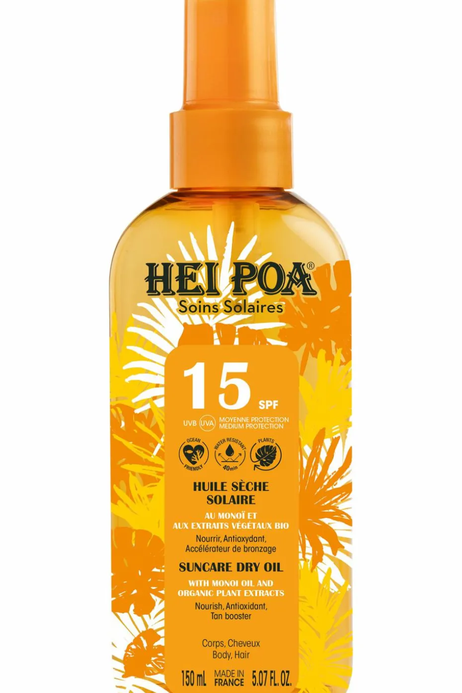 Huile sèche solaire SPF15 au monoï