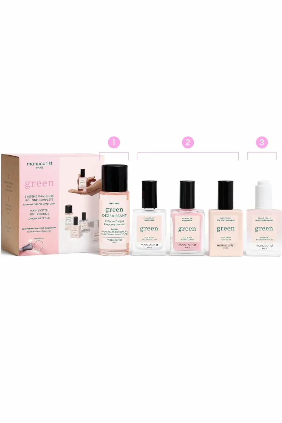 Kit routine manucure Système Green teinte Hortencia