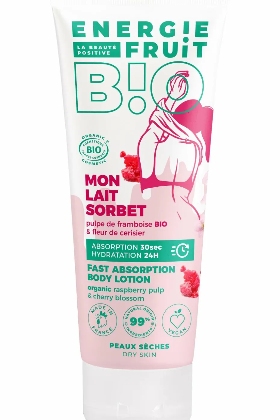 Lait corps fleur de cerisier et pulpe de framboise bio