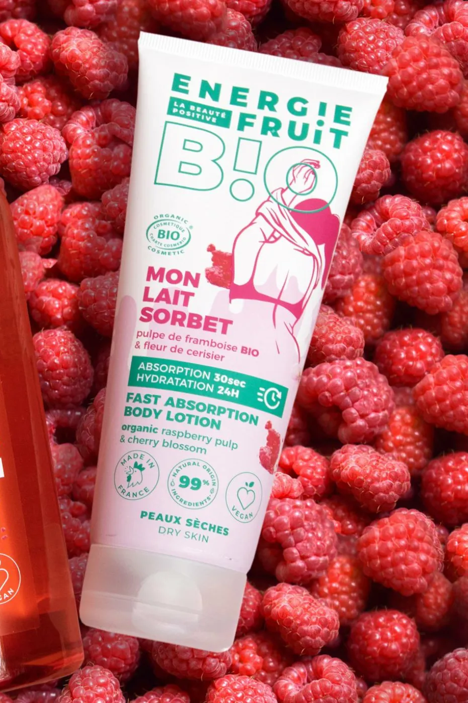 Lait corps fleur de cerisier et pulpe de framboise bio
