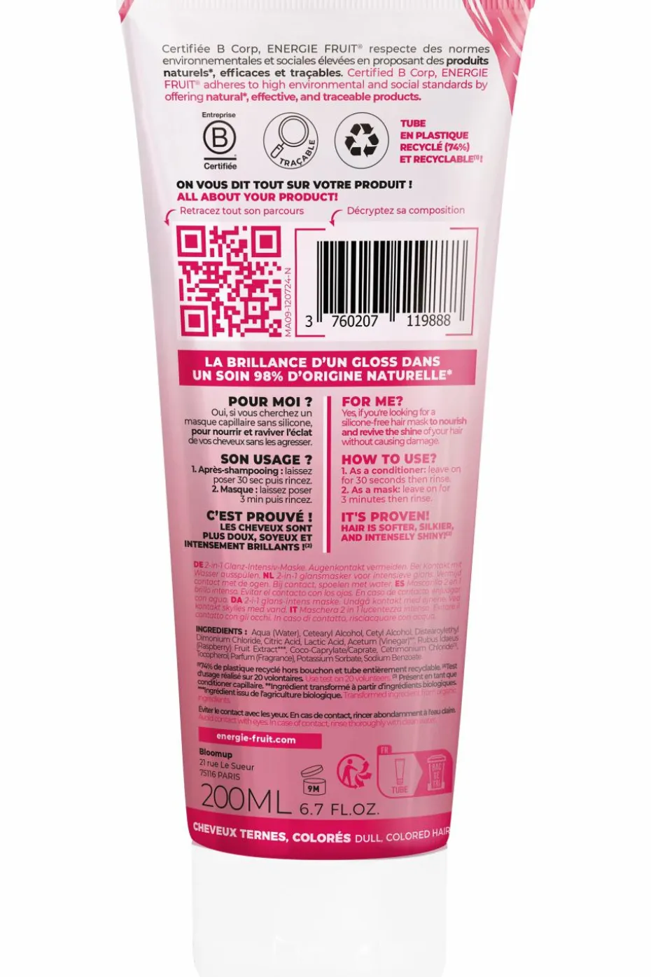 Masque 2 en 1 brillance intense sans silicone