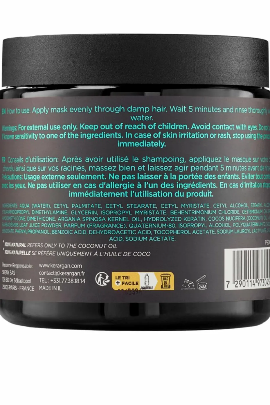 Masque capillaire hydratant à l’huile de coco