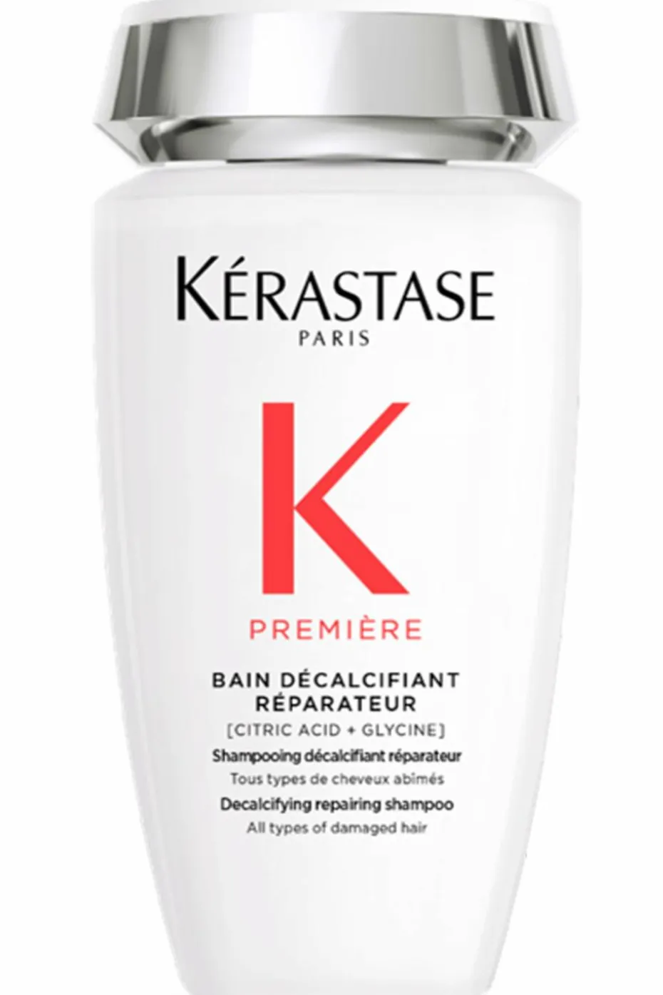 Shampoing décalcifiant réparateur rechargeable pour cheveux abîmés Première