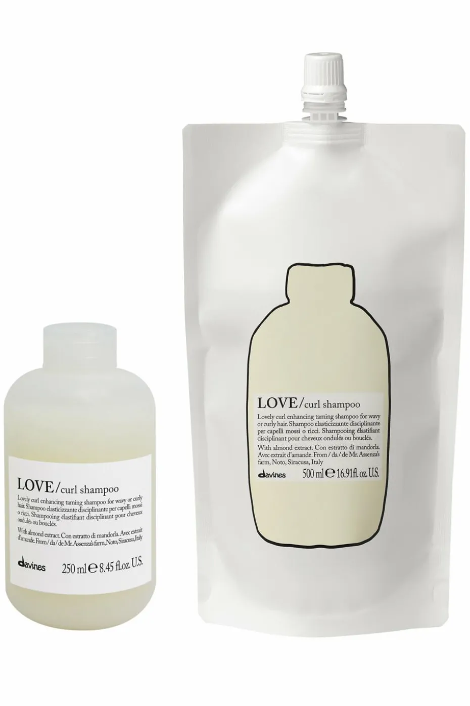 Shampoing disciplinant rechargeable pour cheveux ondulés et bouclés Love Curl