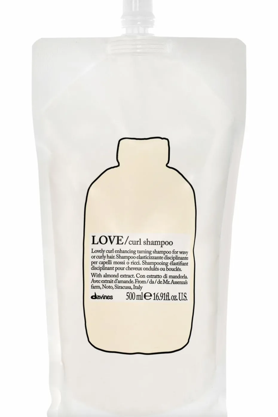Shampoing disciplinant rechargeable pour cheveux ondulés et bouclés Love Curl