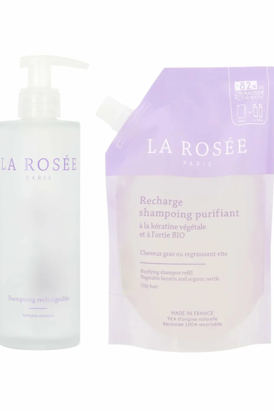 Shampoing purifiant et son flacon rechargeable