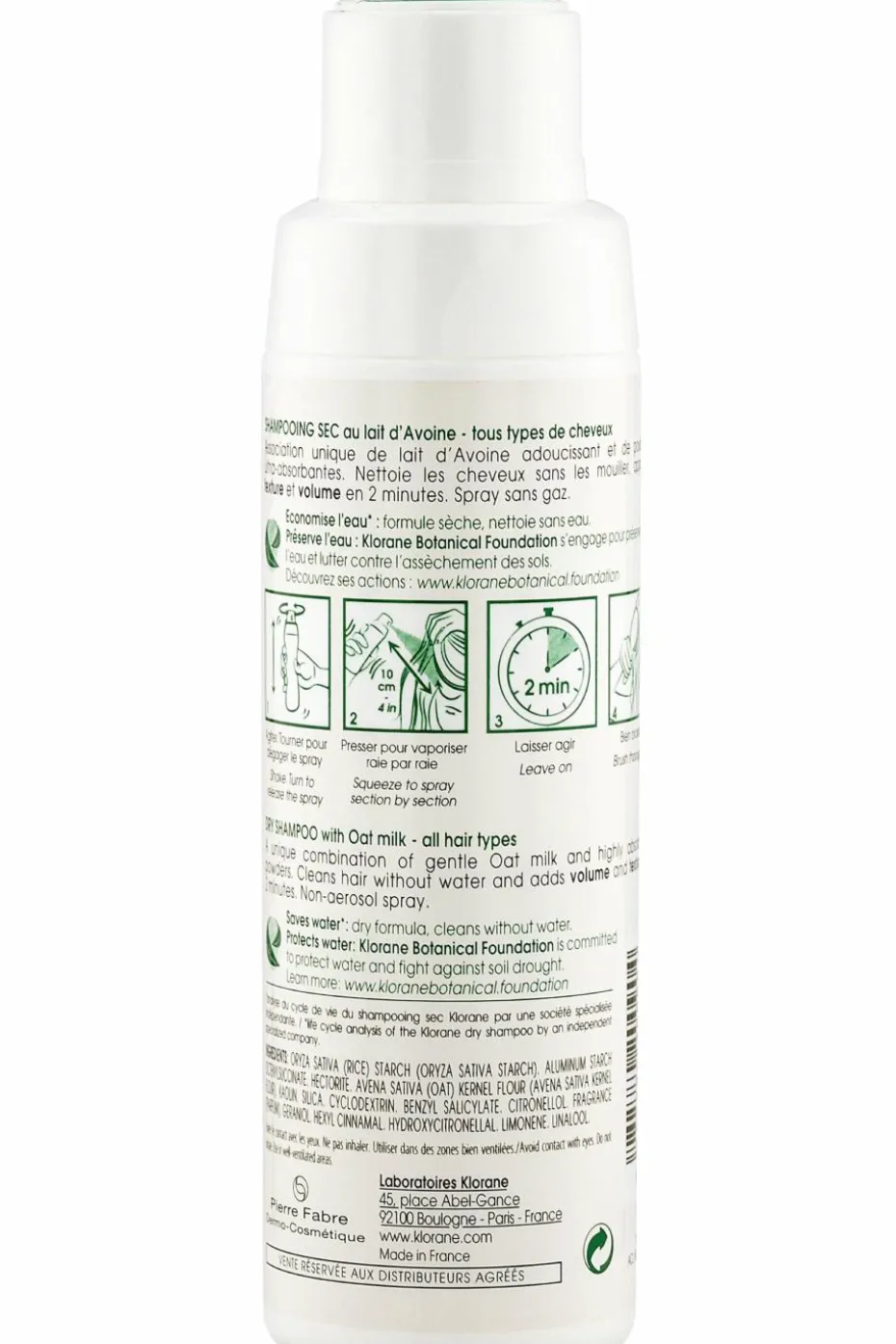 Shampoing sec en poudre extra-doux au lait d’Avoine sans gaz