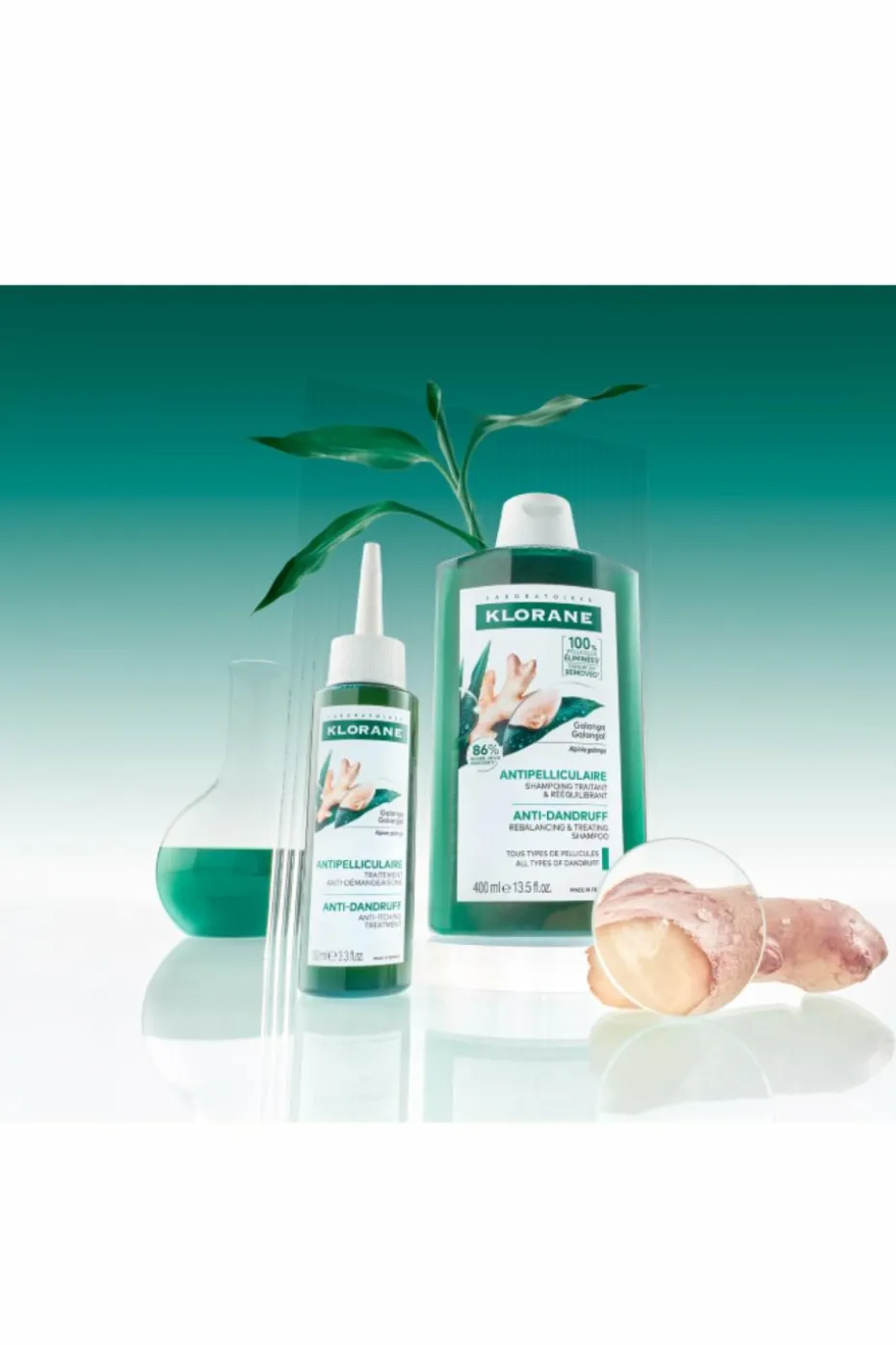 Shampoing traitant et rééquilibrant antipelliculaire au Galanga