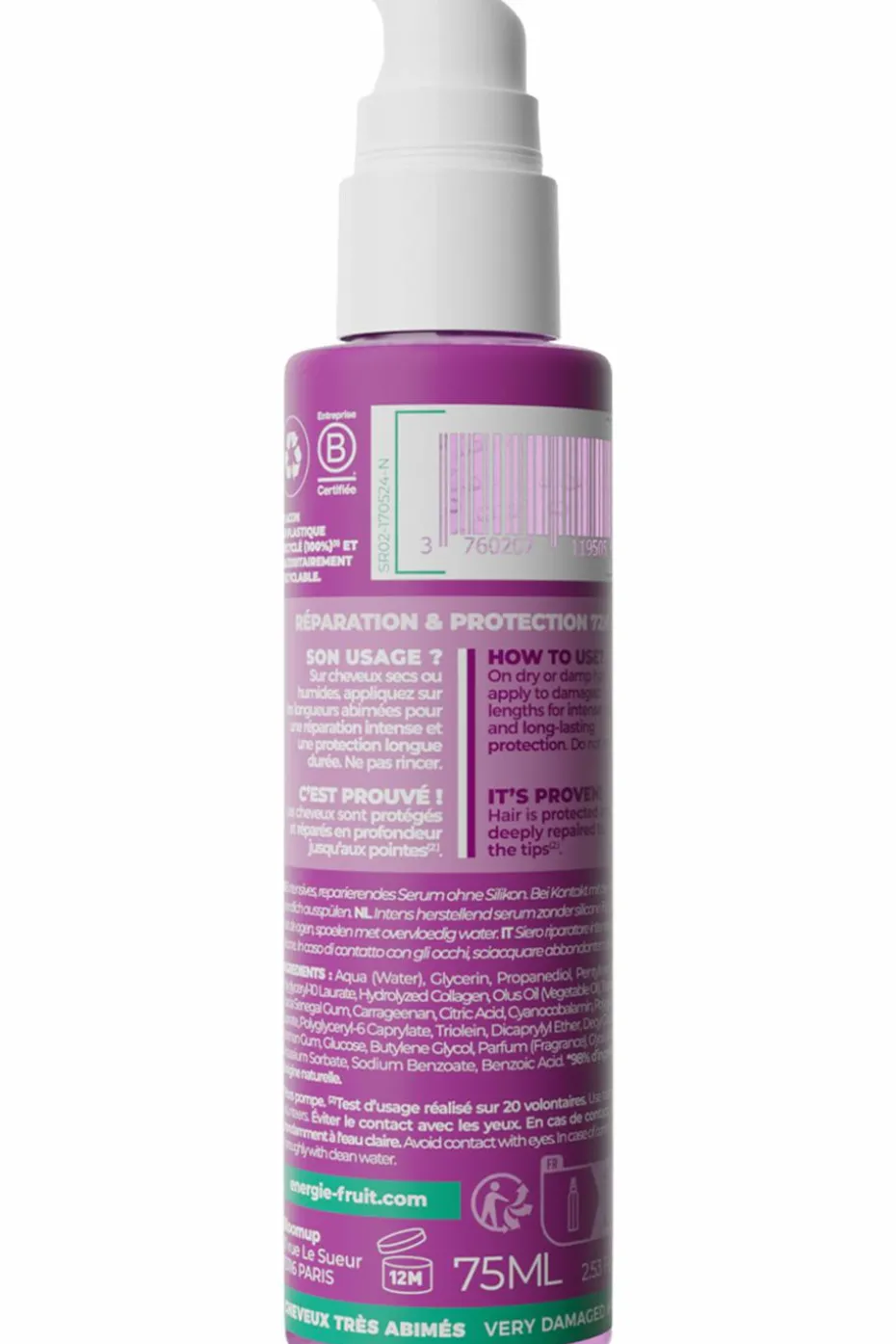 Sérum SOS pour cheveux abimés au collagène végétal
