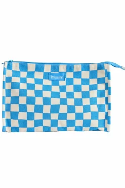Trousse à carreaux bleue & blanche